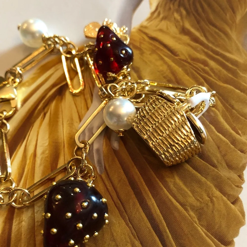 Authentic New with card kate spade Gold Strawberry Charm Bracelet - Picture 5 of 11